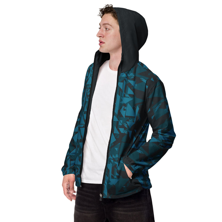 Men’s Windbreaker - Turquoise-Black Triangle