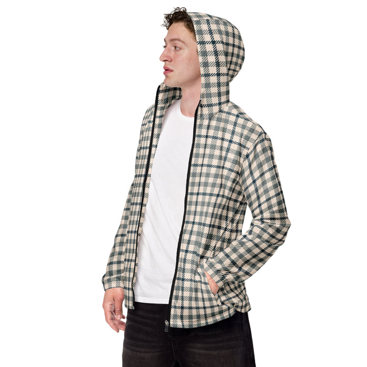 Men’s Windbreaker - Beige-Green Lattice