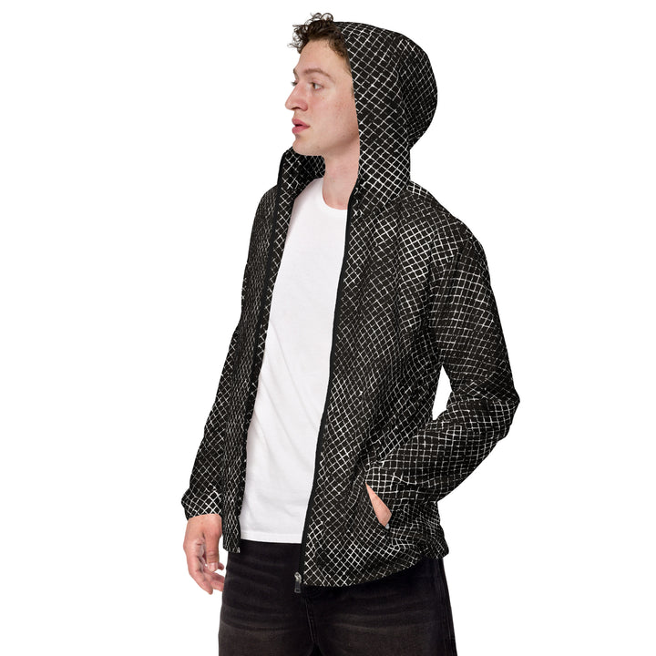 Men’s Windbreaker - Black-White Grid