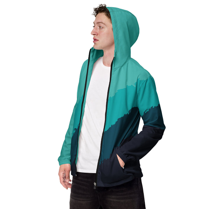 Men’s Windbreaker - Black-Turquoise Gradient