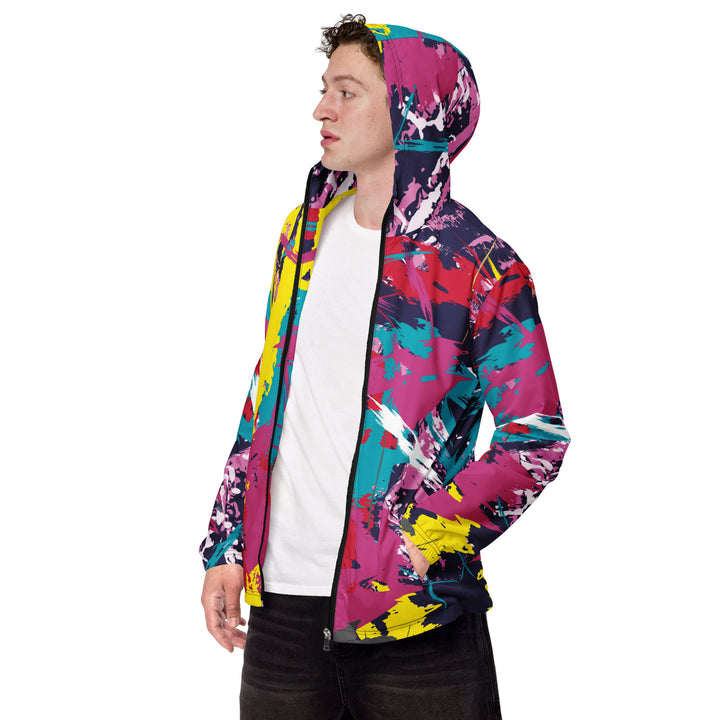 Men’s Windbreaker - Yellow-Pink Tangle