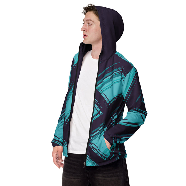 Men’s Windbreaker - Black-Turquoise Panel