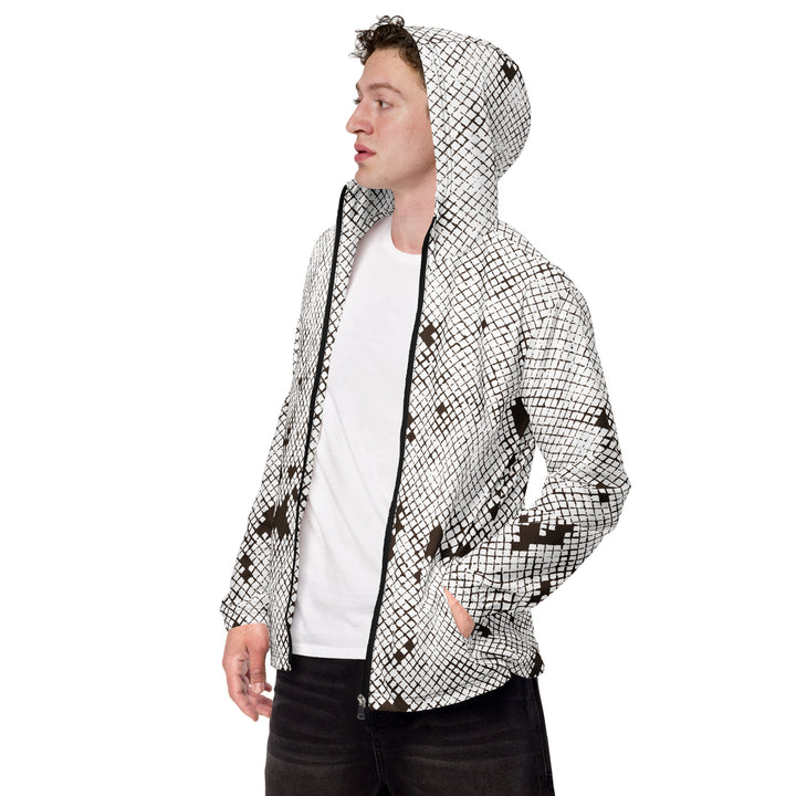 Men’s Windbreaker - White-Brown Grid