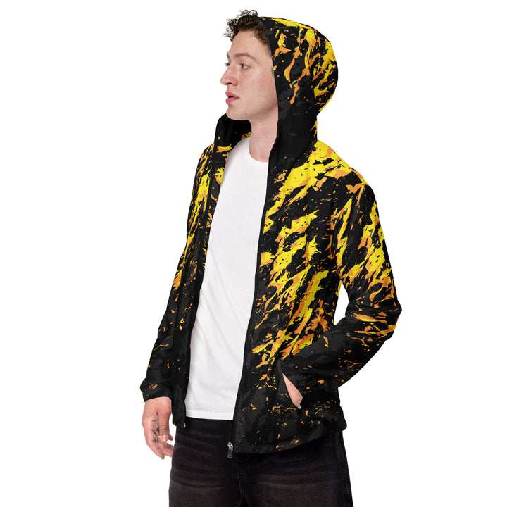 Men’s Windbreaker - Black-Yellow Fire