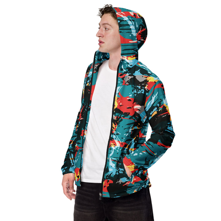 Men’s Windbreaker - Turquoise-Red Jungle