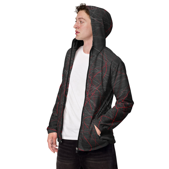 Men’s Windbreaker - Black-Red Doodle