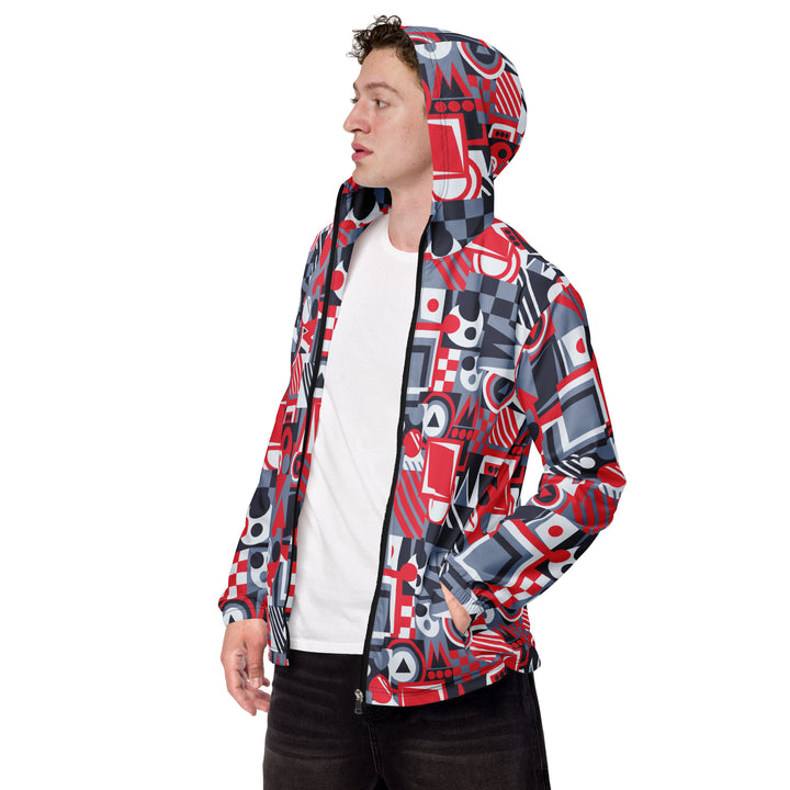 Men’s Windbreaker - Grey-Red Shape