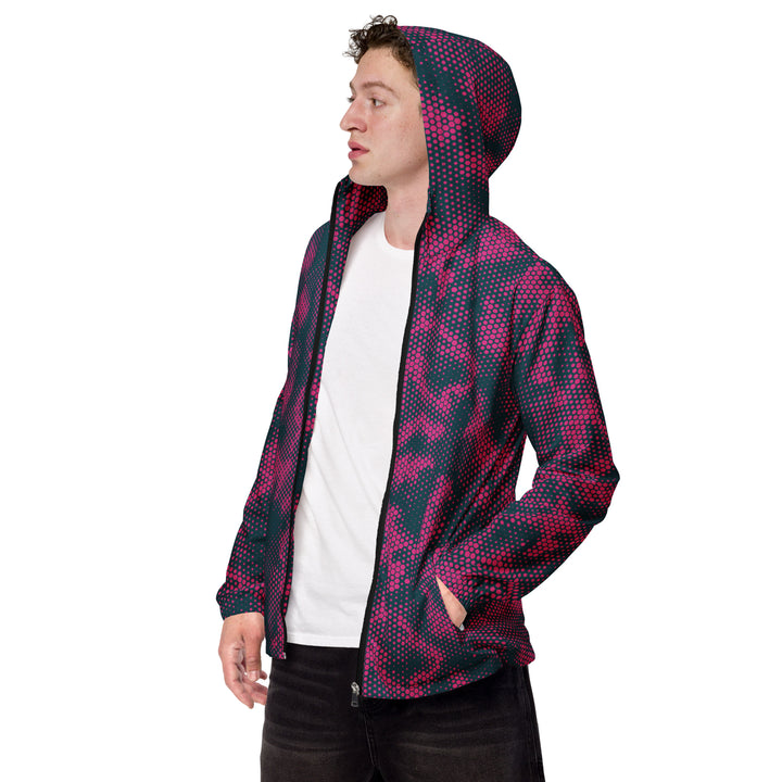 Men’s Windbreaker - Black-Pink Hexagon