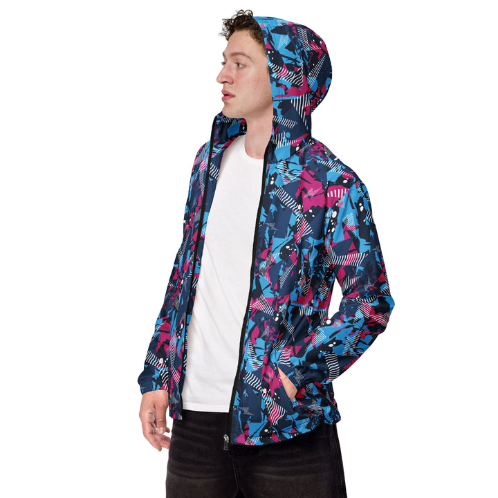 Men’s Windbreaker - Blue-Pink Distortion