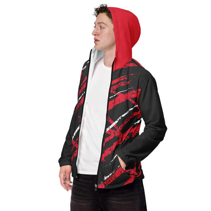 Men’s Windbreaker - Black-Red Torn