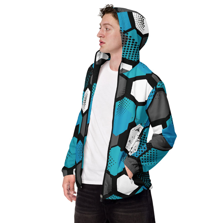 Men’s Windbreaker - Blue-Grey Hexagon