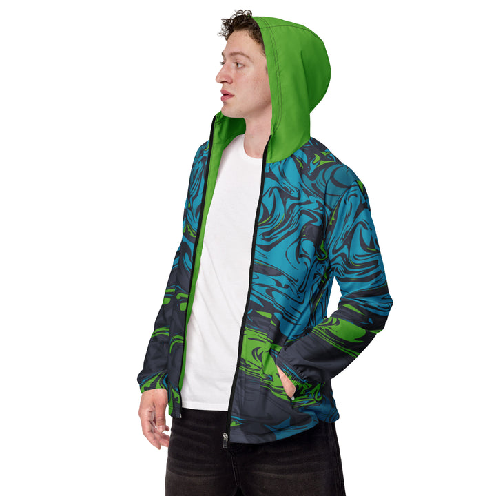 Men’s Windbreaker - Green-Blue Smoke