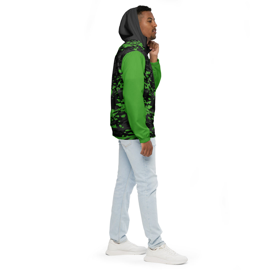 Men’s Windbreaker - Black-Green Particles