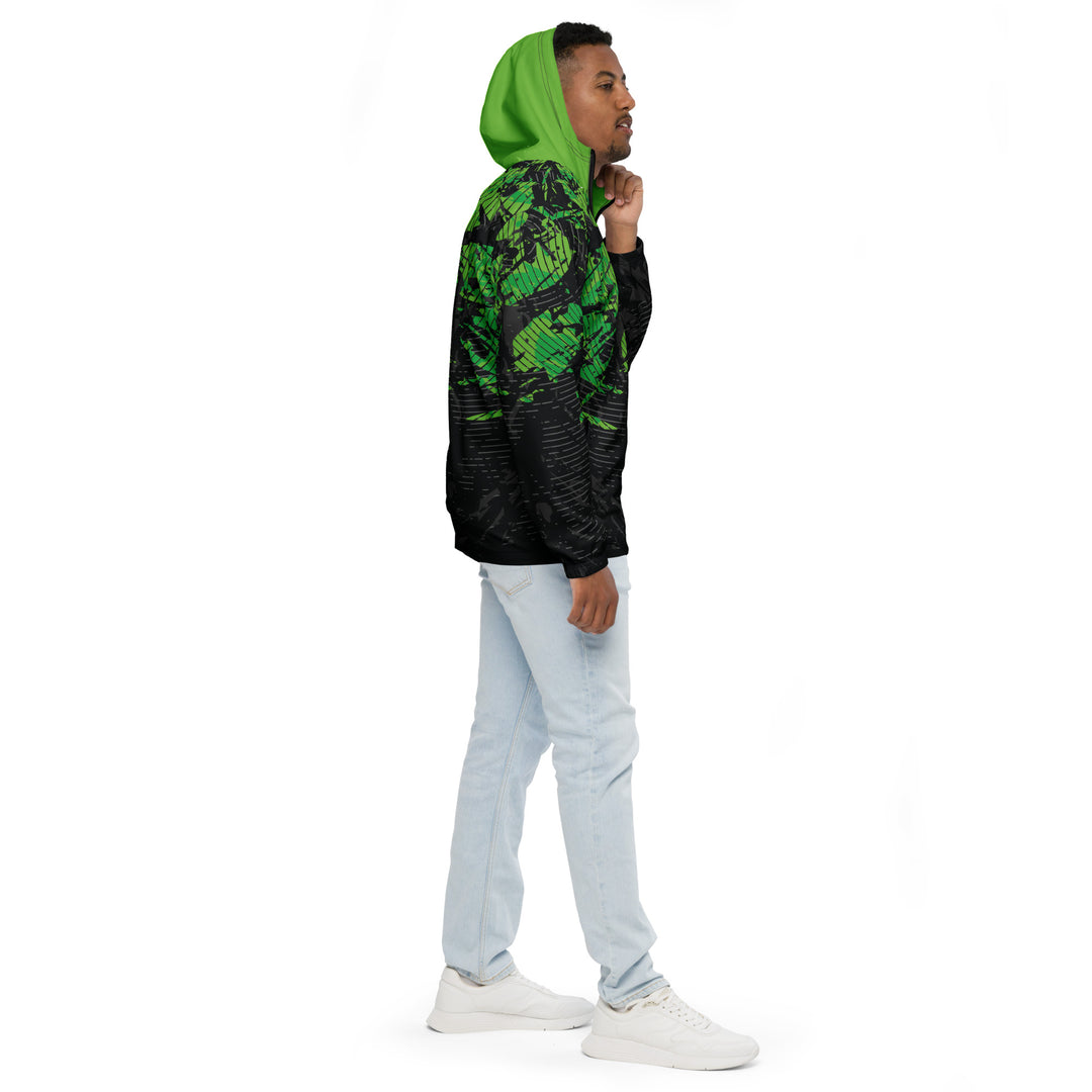 Men’s Windbreaker - Black-Green Radar