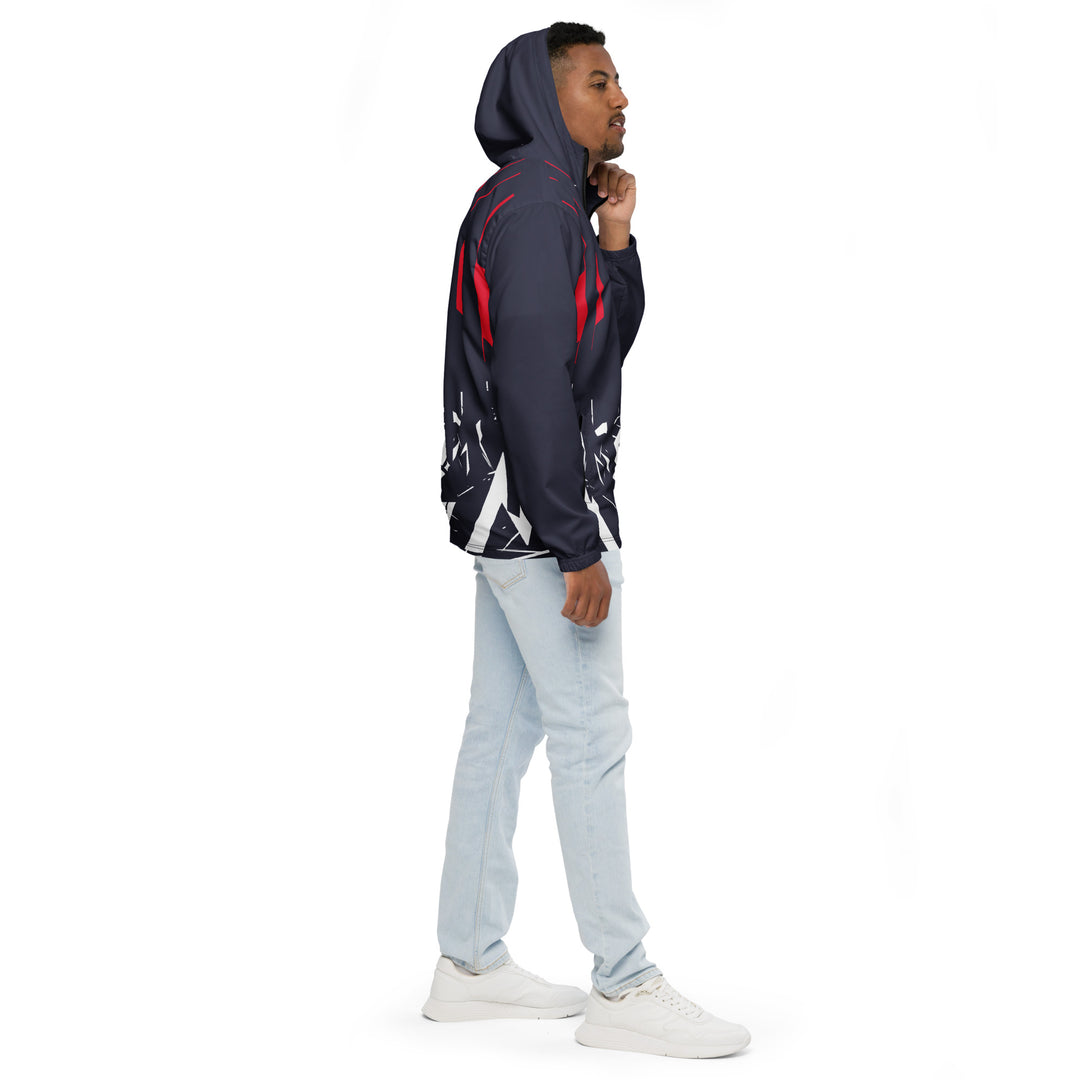 Men’s Windbreaker - Grey-Red Shards