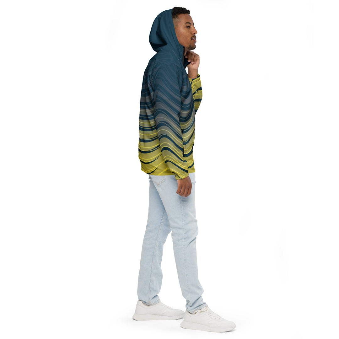 Men’s Windbreaker - Yellow-Blue Wave