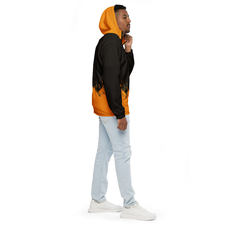 Men’s Windbreaker - Black-Orange Grunge