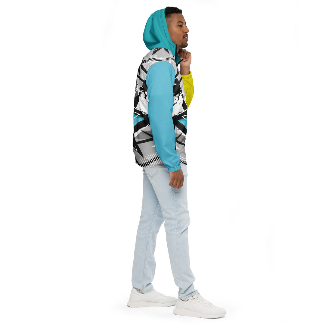 Men’s Windbreaker - Turquoise-Grey Comic