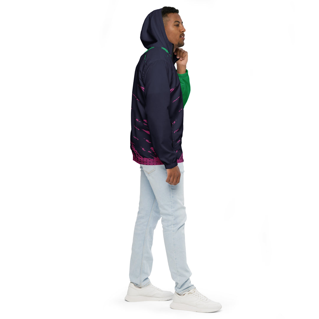 Men’s Windbreaker - Black-Green Splash