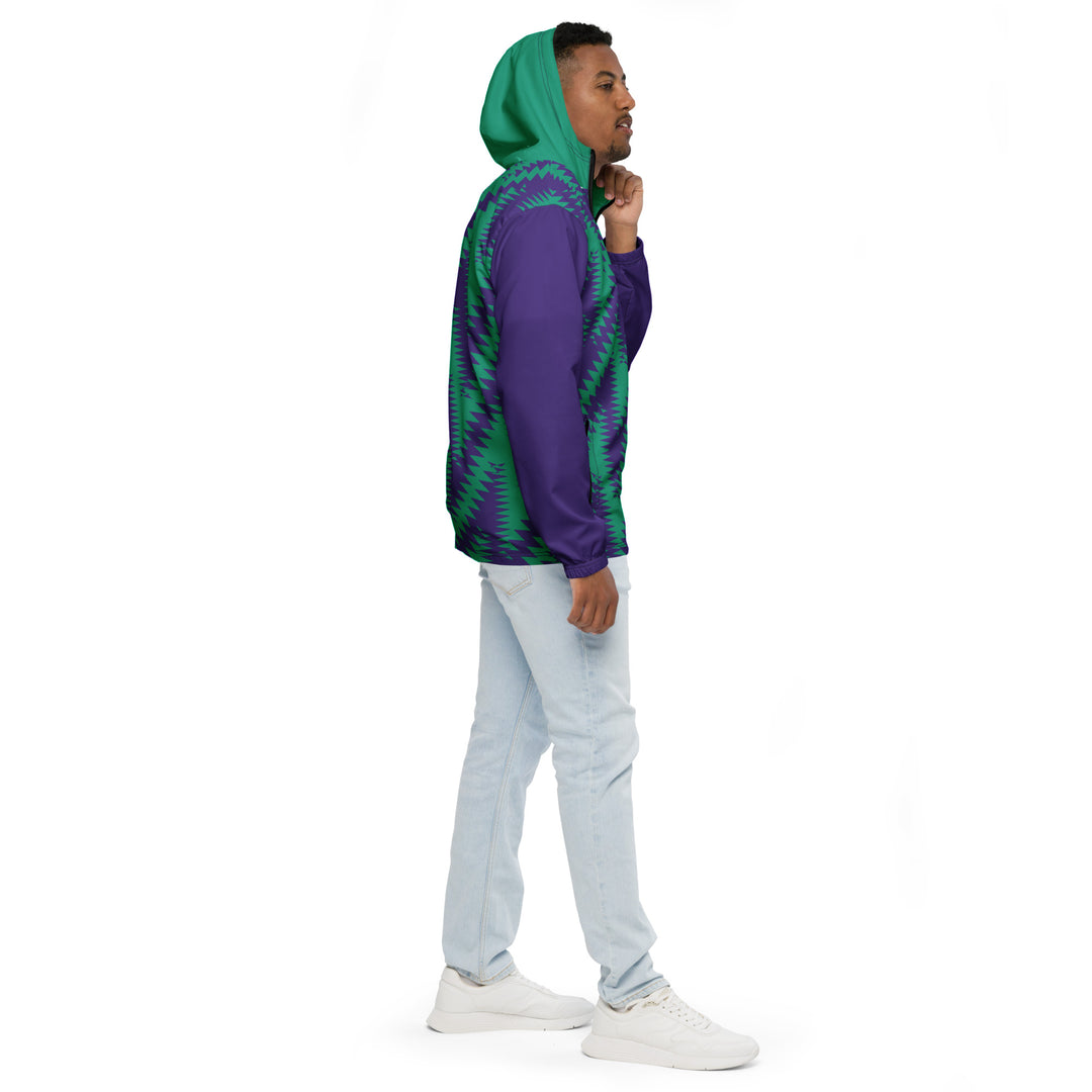 Men’s Windbreaker - Purple-Green Saw