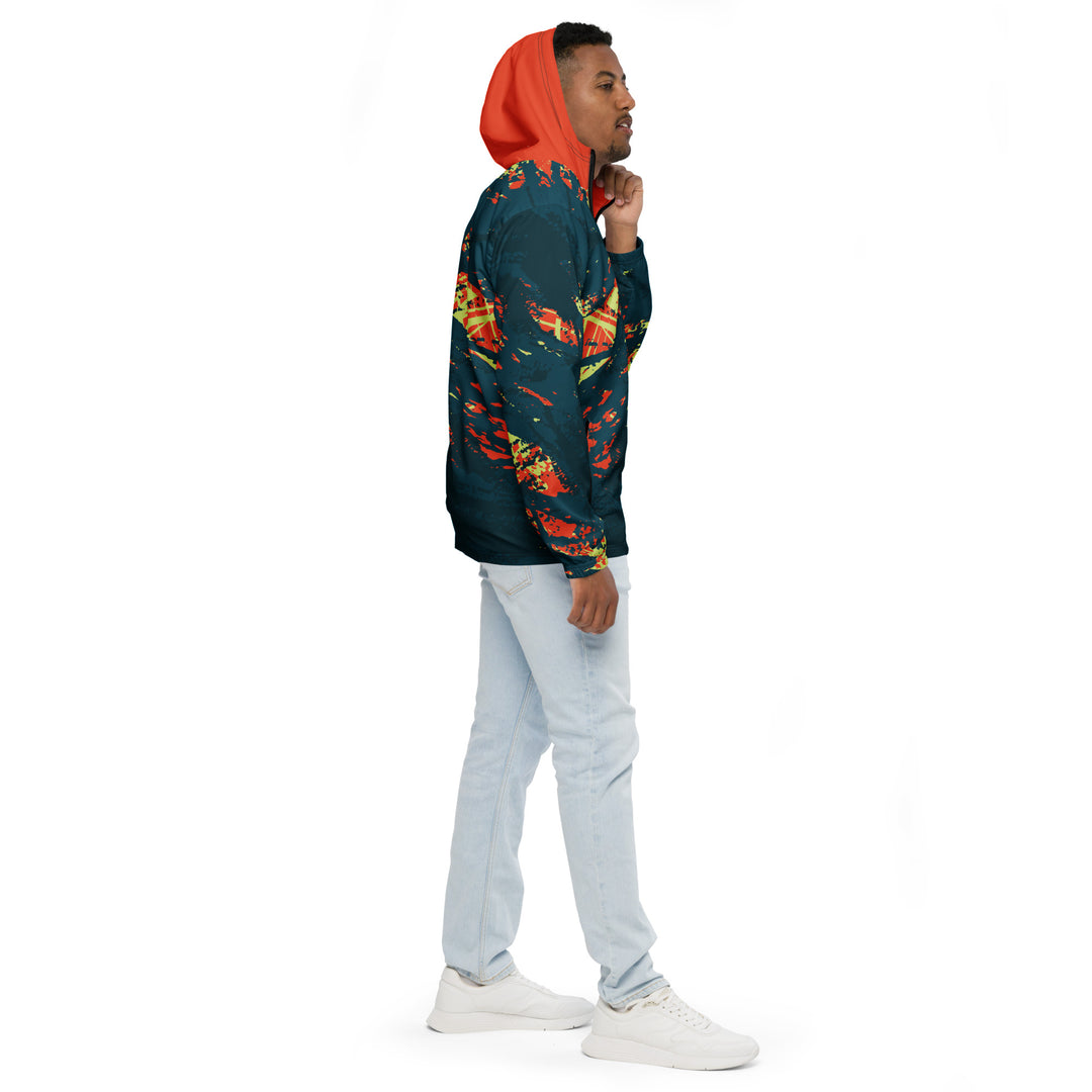 Men’s Windbreaker - Green-Orange Flare