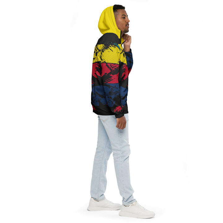 Men’s Windbreaker - Yellow-Blue Curve