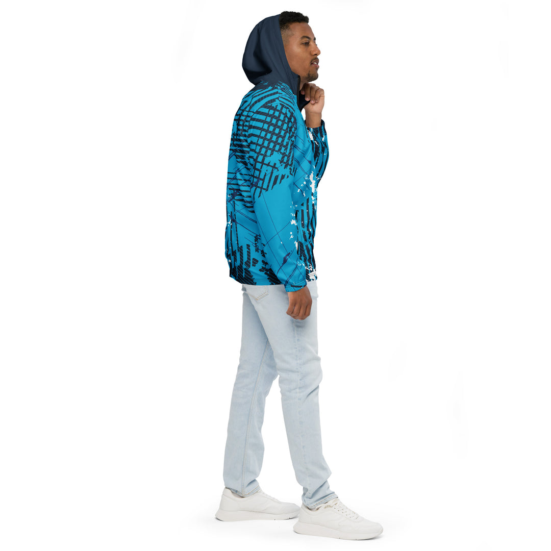 Men’s Windbreaker - Turquoise-White Flame