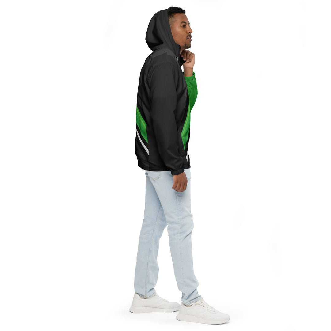 Men’s Windbreaker - Black-Green Stalk