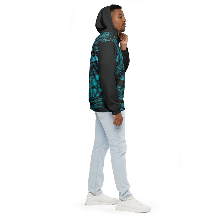 Men’s Windbreaker - Turquoise-Grey Scramble