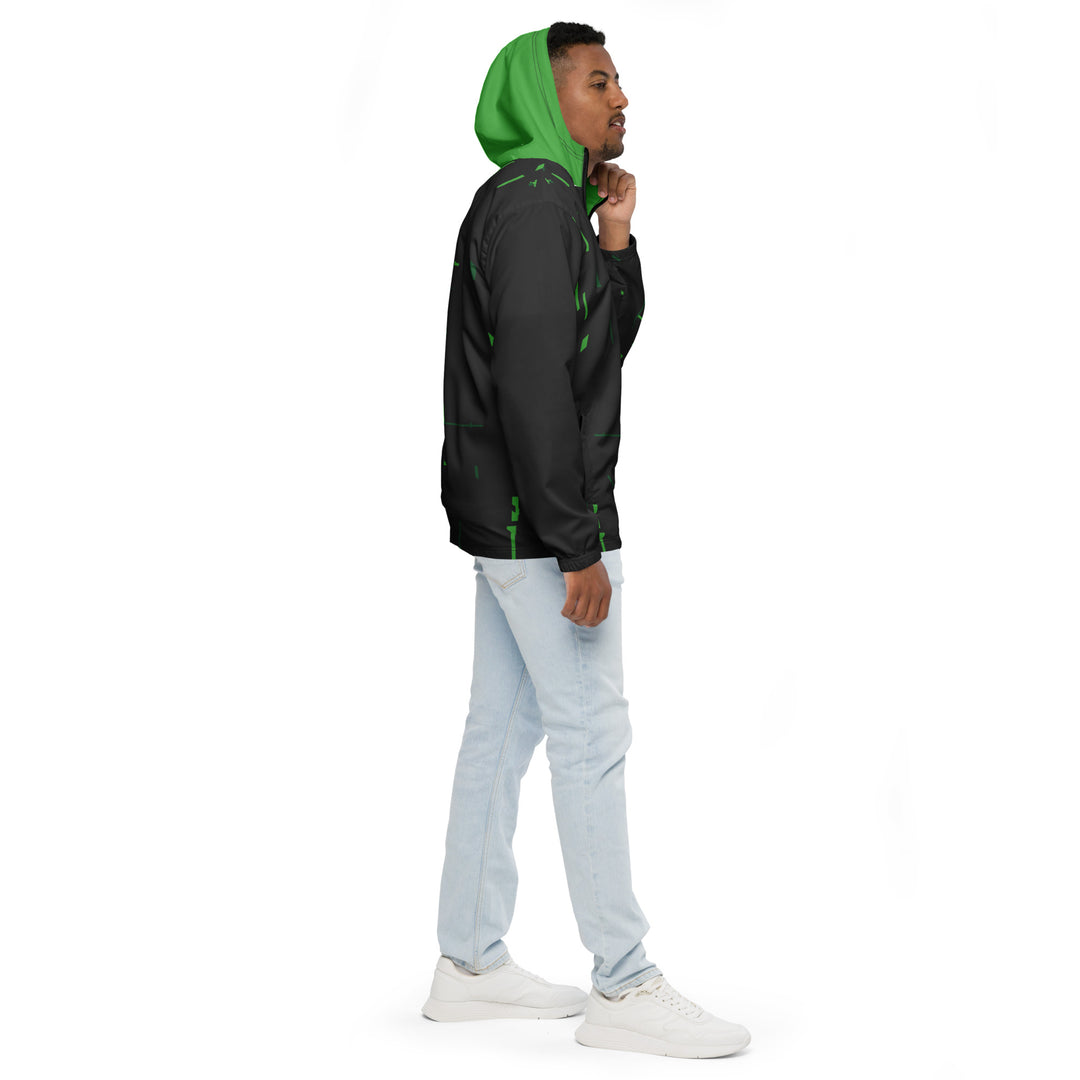 Men’s Windbreaker - Black-Green Fault