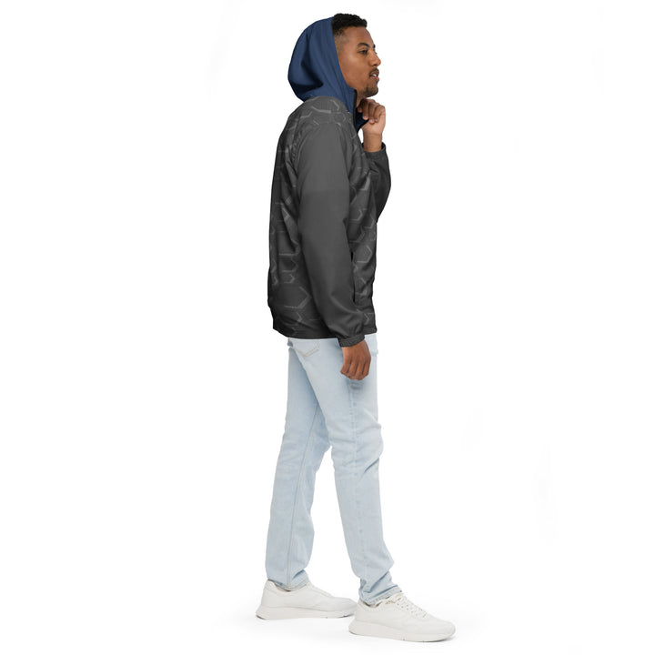 Men’s Windbreaker - Grey-Blue Hexagon