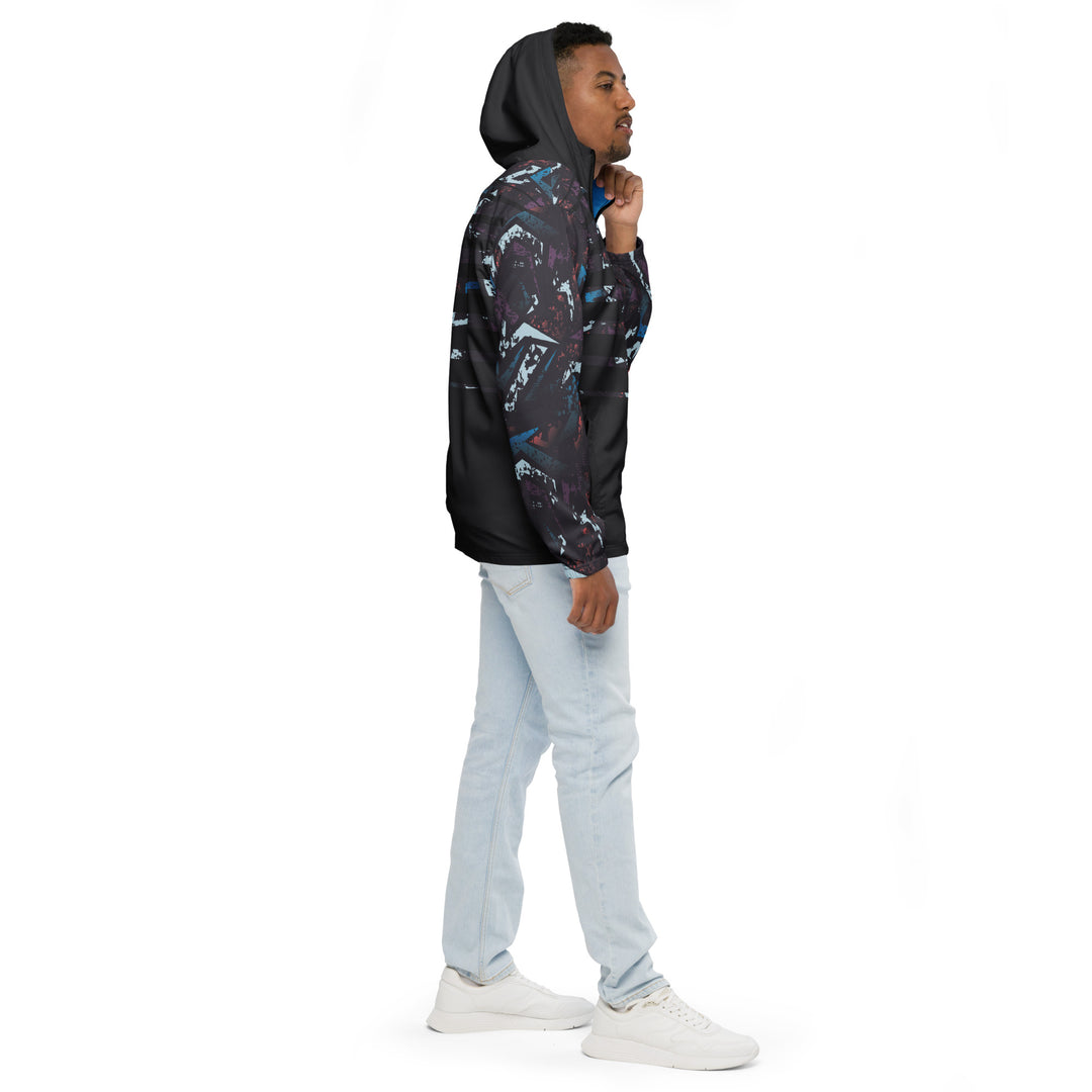 Men’s Windbreaker - Black-Blue Graffiti