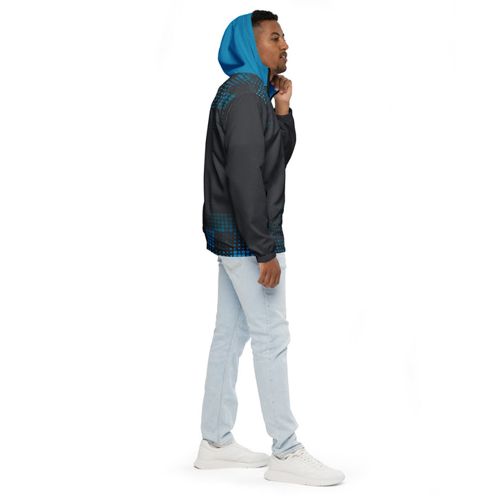 Men’s Windbreaker - Grey-Turquoise Points