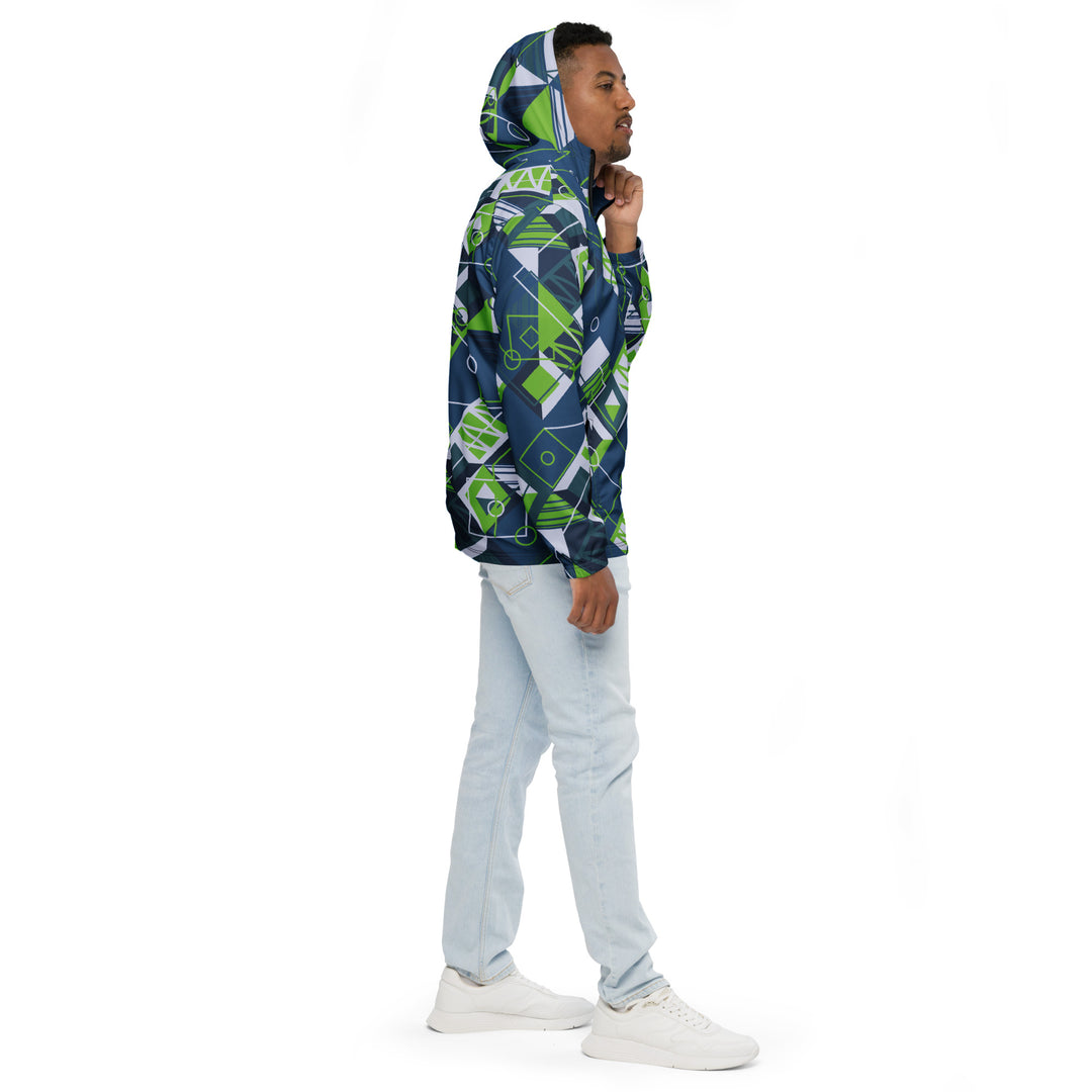 Men’s Windbreaker - Blue-Green Doodle