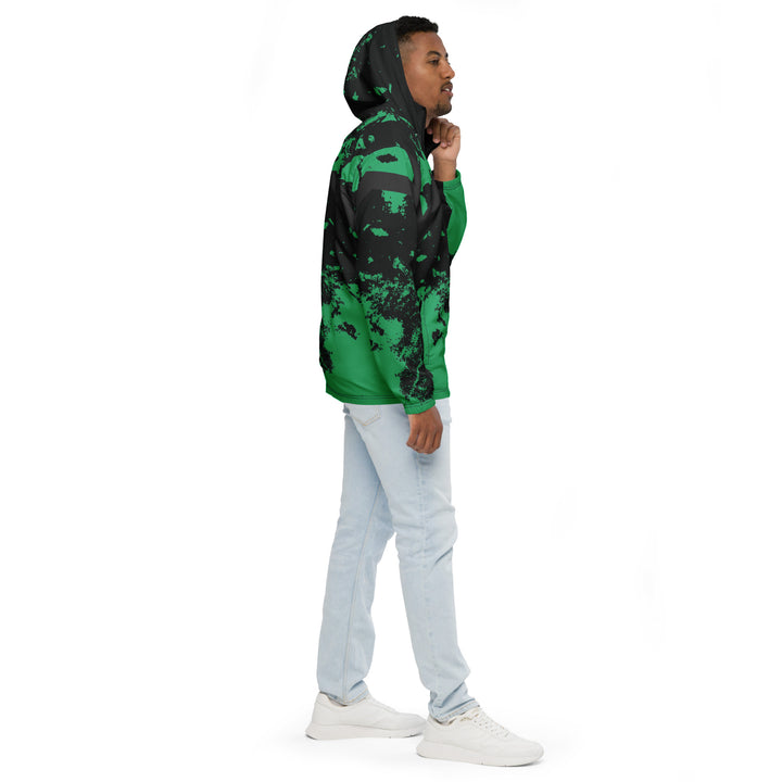 Men’s Windbreaker - Black-Green Scene