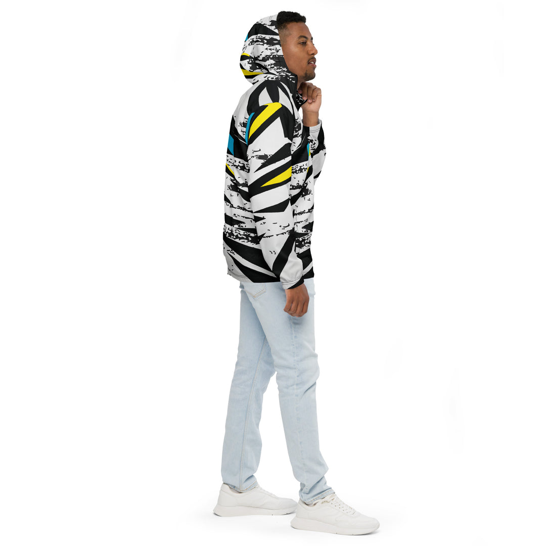 Men’s Windbreaker - White-Black Plan