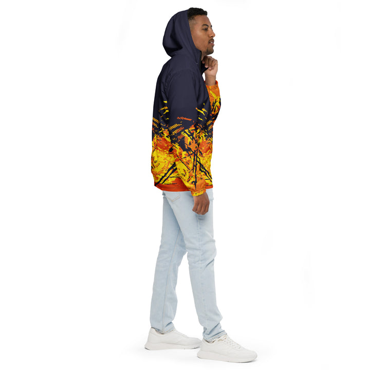 Men’s Windbreaker - Blue-Orange Fire