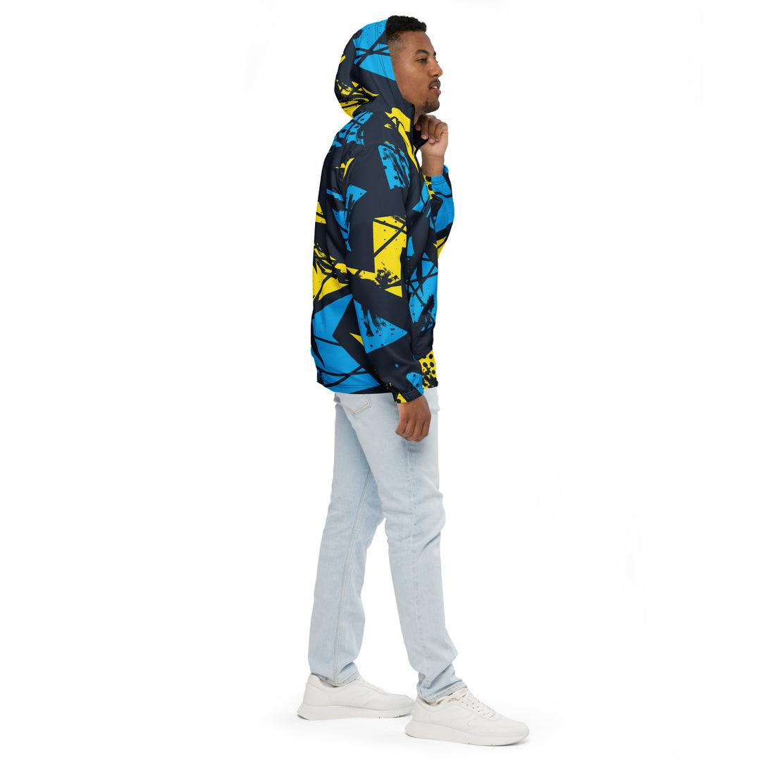 Men’s Windbreaker - Yellow-Blue Graffiti