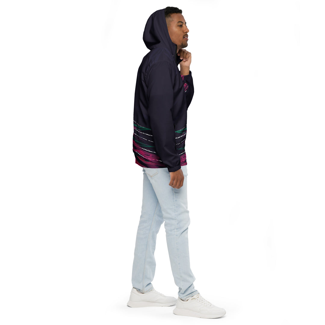 Men’s Windbreaker - Black-Pink Brush