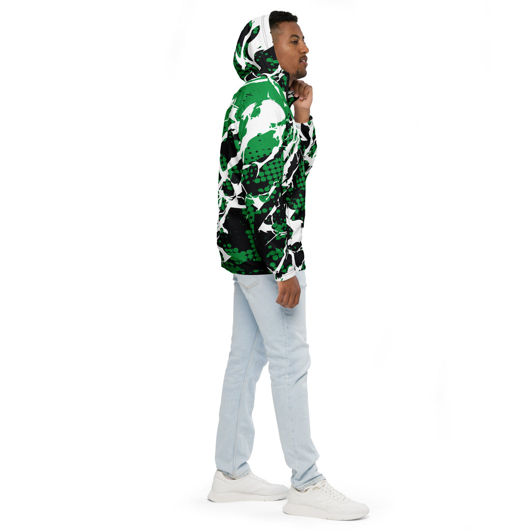 Men’s Windbreaker - Green-White Paint