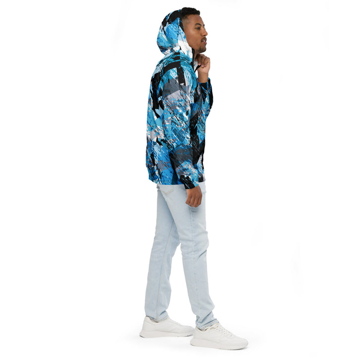 Men’s Windbreaker - Black-Blue Fragment