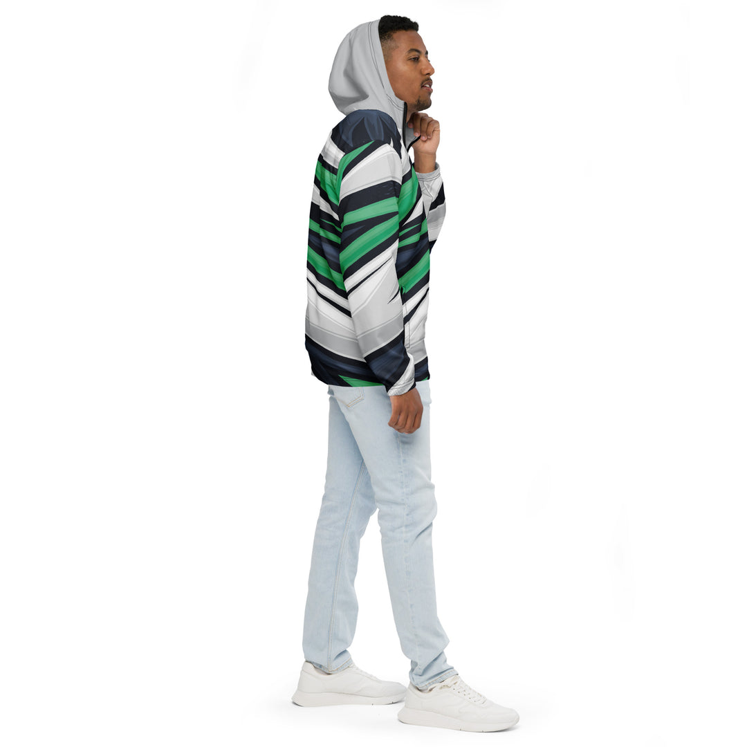 Men’s Windbreaker - White-Green Stick