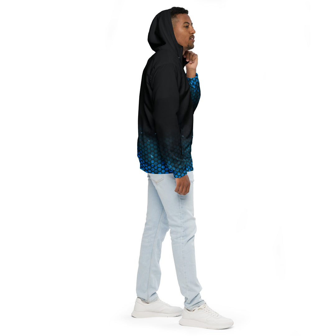 Men’s Windbreaker - Black-Blue Hexagon