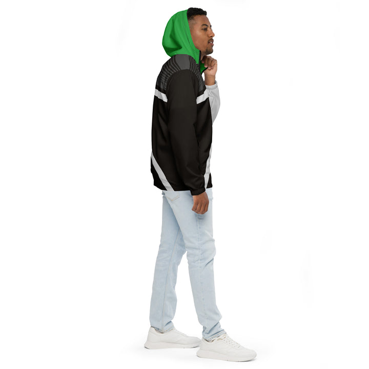 Men’s Windbreaker - Black-Green Arc