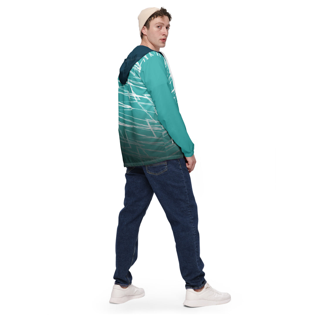 Men’s Windbreaker - Turquoise-White Street