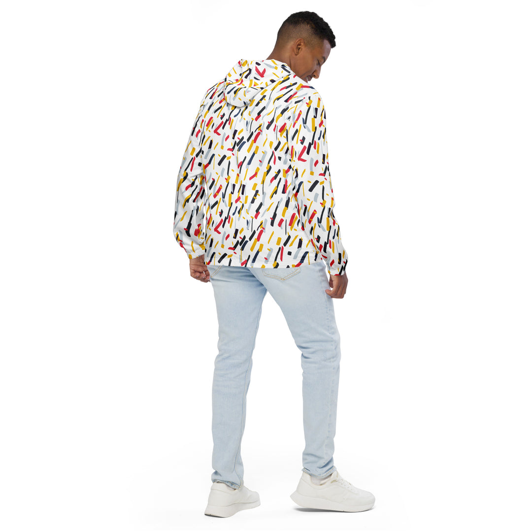 Men’s Windbreaker - White-Red Confetti