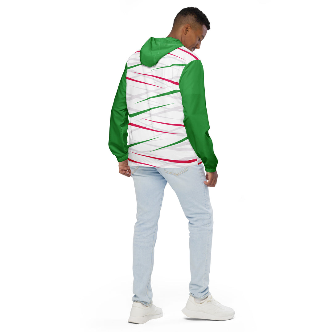 Men’s Windbreaker - White-Green Spike