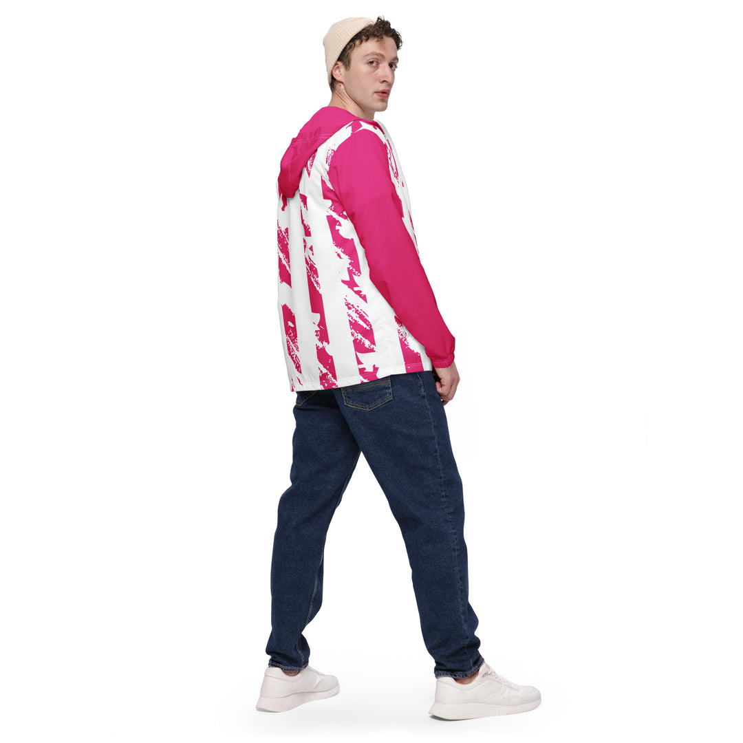 Men’s Windbreaker - Pink-White Bar