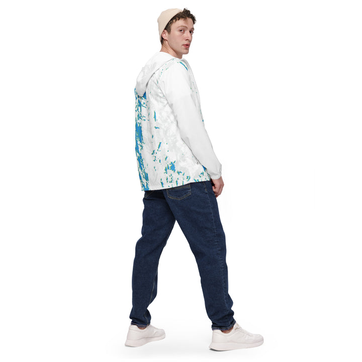 Men’s Windbreaker - White-Turquoise Action