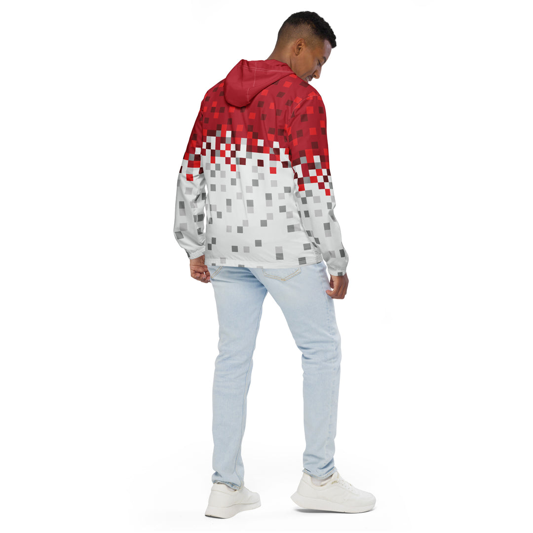 Men’s Windbreaker - White-Red Pixel